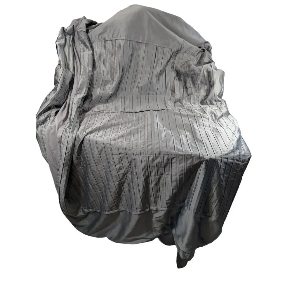RICH, SATINY GRAY PIN TUCKED, MICRO PLEATED DUVET COMFORTER COVER! SZ FL/QN